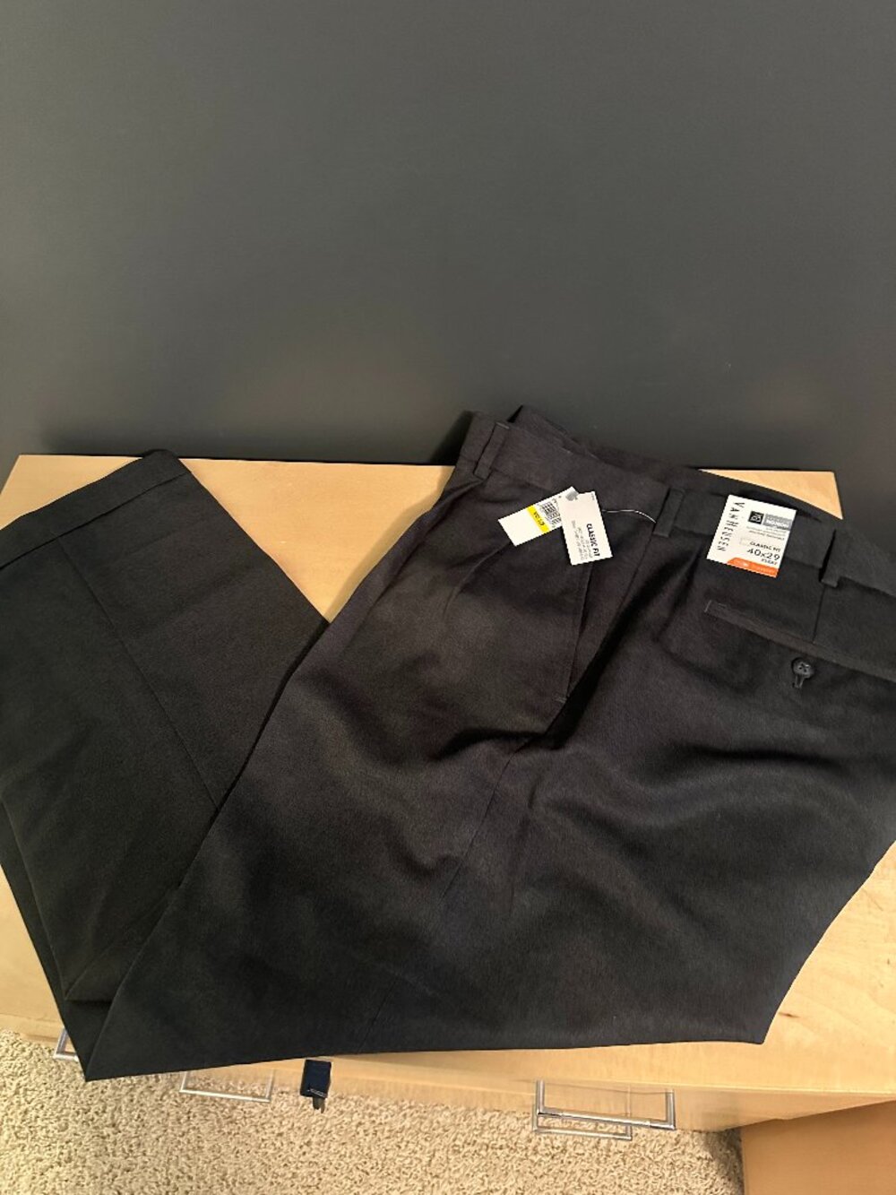 Van Heusen Premium No Iron Pleated Dress Pants - 40x29
